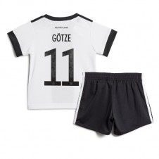 Tyskland Mario Gotze #11 Hemmaställ Barn VM 2022 Korta ärmar (+ Korta byxor)